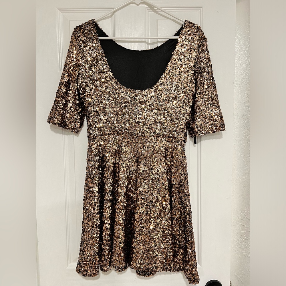 French Connection Sequin Fit & Flare Dress
